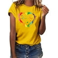 thumbnail image 3 of Fesfesfes Shirt for Women Valentine's Day Fashion Woman Causal Round-Neck Printing Blouse Short Sleeve T-Shirt Tops T Shirt Pack 6(M), 3 of 5