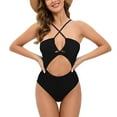 thumbnail image 2 of sovlvnd Save up to 65% Women's 2024 Fashionable Over Size Sexy Stitched Contrast Color Hollow Sleeveless Bandeau Swimsuit, 2 of 4