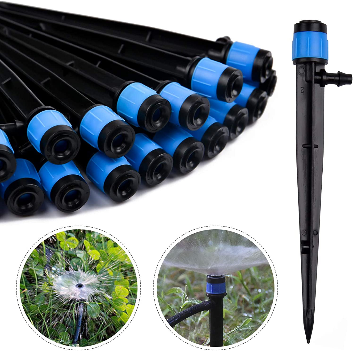 100PCS Irrigation Drippers Drip Emitters, Micro Spray Adjustable 360 Degree Full Circle Pattern