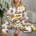 thumbnail image 6 of Pajama Sets for Women 2 Pcs, Sheep Chicken Carrot Hedgehog Duck Button Down Long Sleeve Sleepwear Lounge PJ Sets, 6 of 6