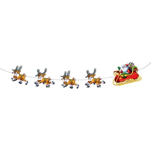 12 Pack Bulk Christmas Santa/Sleigh Streamer