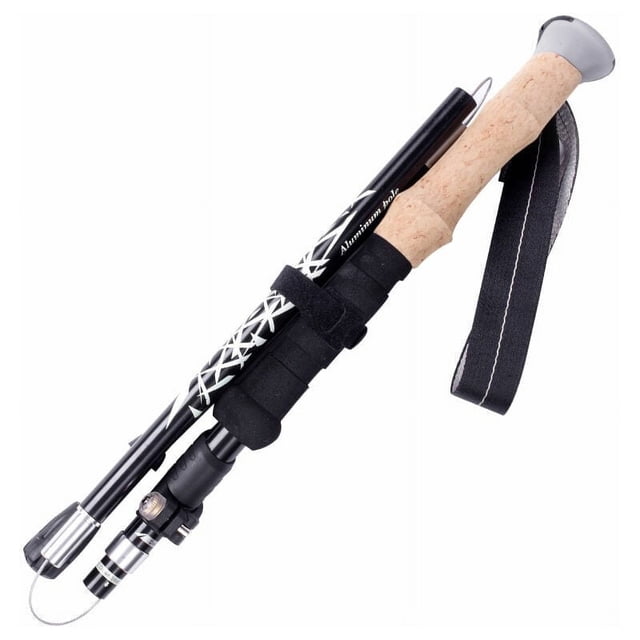 Bâtons de Randonnée Pliables, Bâtons de Marche Ultra Légers en Carbone Ou Aluminium avec Verrous Rapides, Poignées en Liège Naturel Antidérapantes, Sangles de Main Rembourrées Supplémentaires pour Hommes et Femmes