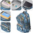 thumbnail image 4 of Football and Crown Blue Pattern Backpack for School, Cute School Bag with Adjustable Shoulder Straps and Padded Back, 16.9"x12.6"x5.9", 4 of 5