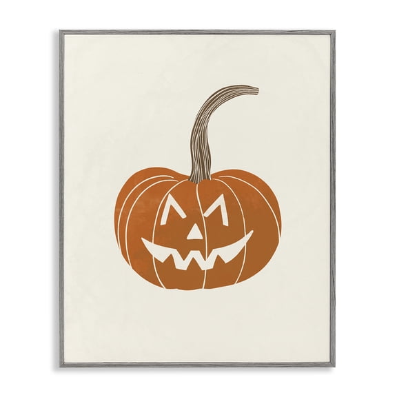 Stupell Industries Contemporary Happy Jack-o-Lantern Smile Gray Framed Giclee Art, 16 x 20, by Taylor Shannon Designs