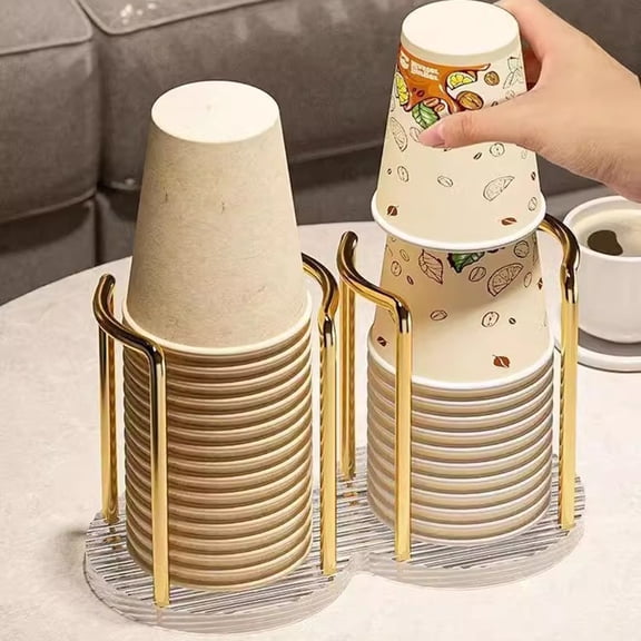 Sunjoy Tech Disposable Paper Cup Holder Tea Cups Dispenser Coffee Mug Rack Stand for Home Kitchen Cafe Bar Organizer Cup Storage Shelf Supplies