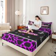 thumbnail image 4 of Castle Fairy Teens Queen Crown 4pcs Bed Sheets,Bling Butterflies Cheetah Print King Sheets,Black Purple Super Cozy Sheet Set,Breathable Home Decor, 4 of 7