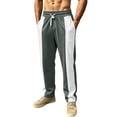 thumbnail image 2 of Maplenight Men's Athletic Track Pants with Side Striped Straight Leg Drawstring Elastic Waist Pant Relaxed Fit Open Bottom Sport Pant for Running Workout, 2 of 8