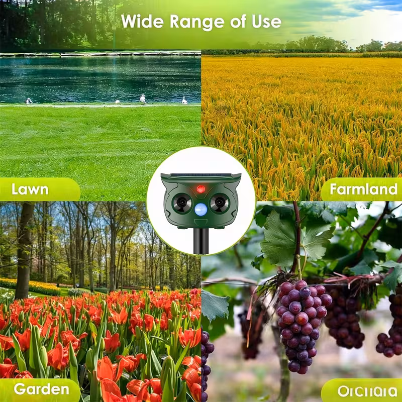 JahyShow Ultrasonic Animal Repellent, Outdoor Solar Power Waterproof with Flashing Light Pest Repellent