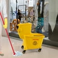 thumbnail image 3 of Minekkyes 24 L Plastic Side Press Mop Bucket Wringer Combo, Commercial Mop Bucket on Wheels, Yellow, 16.14" X 13.7" X 12.4", 3 of 7