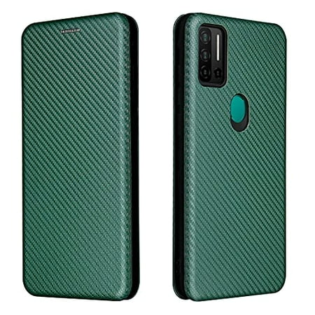 SZCINSENforUlefoneNote11PCase,LuxuryCarbonFiberPUandTPUHybridCaseFullProtectionShockproofFlipCaseCoverforUlefoneNote11P(Color:Green)