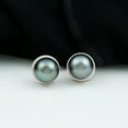 thumbnail image 3 of Rosec Jewels Real Tahitian Pearl Solitaire Stud Earrings with Screw Back - 8 mm - AAA Quality, 925 Sterling Silver, 3 of 9