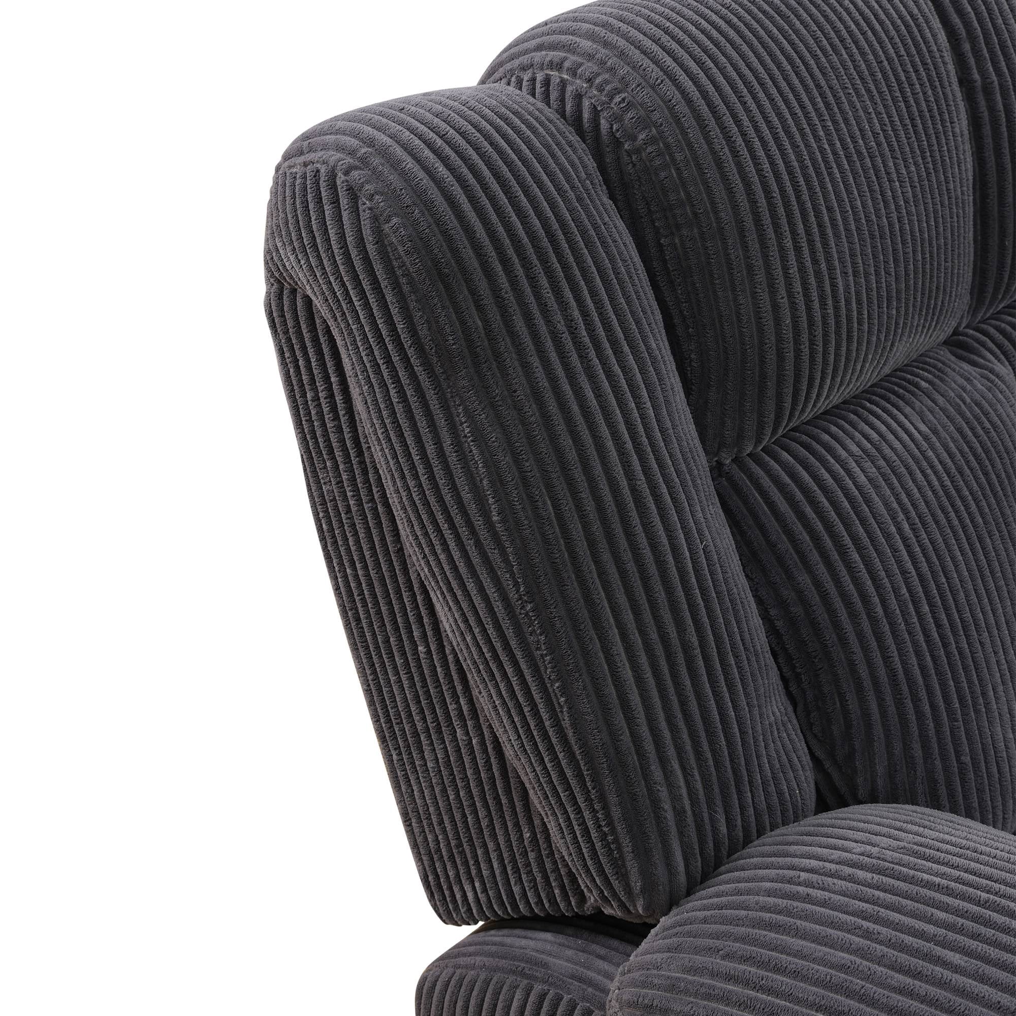 Manual Recliner Chair, Overstuffed Recliner with Soft Cushion, Comfy Padded Reclining Single Sofa for Living Room, Dark Grey