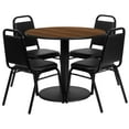 thumbnail image 2 of Emma + Oliver 36"RD Walnut Laminate Table Set-RD Base & 4 Black Banquet Chairs, 2 of 3