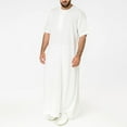 thumbnail image 5 of MSJUHEG Robe Mens Robe Dolman Crew Neck Short Sleeve Mens Casual Solid Round Neck Zipper Muslim Robe Short Sleeve Jubba Thobe Robe For Women Long White Xxl, 5 of 9