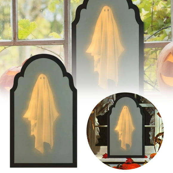 Spooky Ghost Hologram Mirror Add Chilling Holographic Ghosts to Your 2025 Halloween Setup Works Great Indoors or Outdoors Bedroom Fireplace Porch Haunted House Apparition Decor, Wavy Border