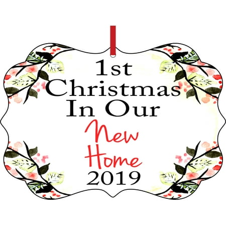 First Christmas Tree Ornaments 1st Christmas in Our New Home 2019 - 1st House New Home First Elegant Semigloss Aluminum Christmas Ornament Tree Decoration - Unique Modern Novelty Tree Décor Favors ()