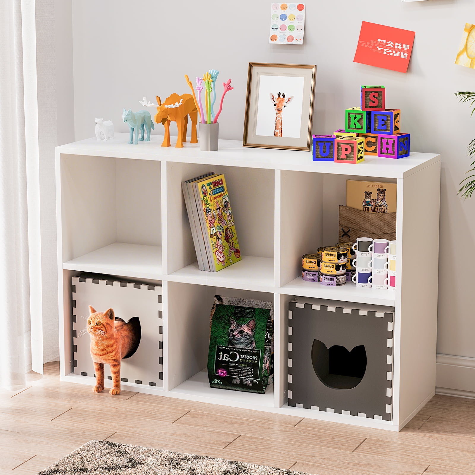 2PCS 6-Cube Storage Organizer | Open Cubby Shelving Unit Bookcase for Home Office, Bedroom, Closet & Display Storage White