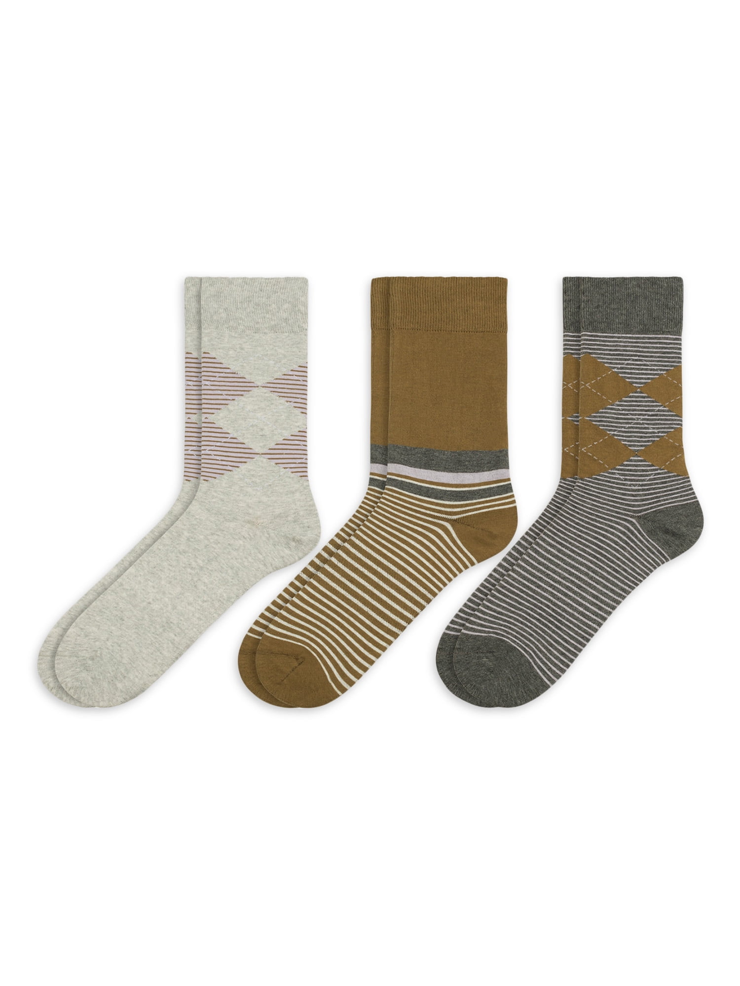 George Men's Combed Cotton Patterned Crew Socks ,3 Pack - Walmart.com