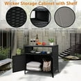 thumbnail image 5 of Patio Outdoor Wicker Storage Cabinet with Shelf, Patio Bar Table with 2-Door and Weatherproof Wicker, for Patio Pool Garden Kitchen，Grey, 5 of 8