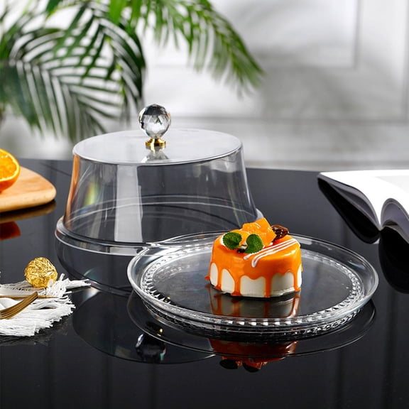 Fancyes Acrylic Cake Stand with Dome Cake Pan Pastry Display Server Cake Plate Covered Cake Holder for Birthday Kitchen Festive Party 38X38X14.5cm