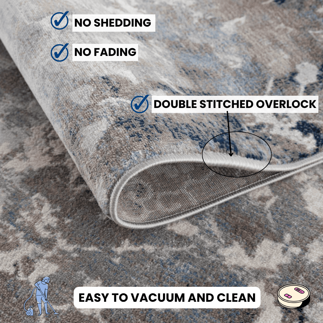 Tapis d'intérieur abstrait Branch Havana 2' x (taille exacte : 2'3" 2'), bleu marine, contemporain - Entrée, couloir, salle de bain et cuisine