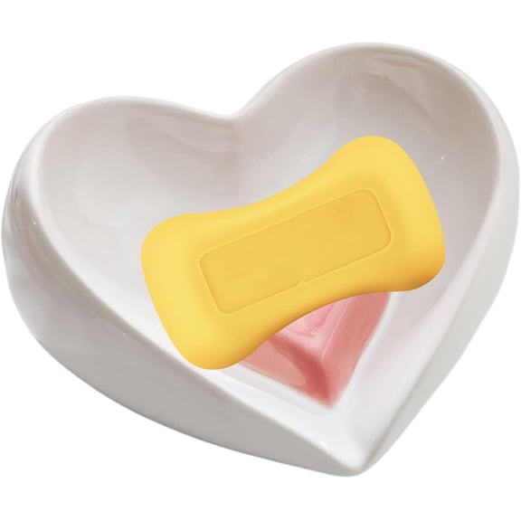 Heart-Shaped Ceramic Soap Dish, for Bathroom, Shower Holder