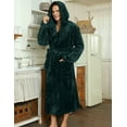 thumbnail image 3 of U2SKIIN Mens Hooded Robe, Plush Soft Warm Mid Length Fleece Bathrobe for Men,(Dark Green,S-M), 3 of 5