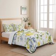 thumbnail image 5 of Twin Quilt Set 68''x86'', Summer Lemon Lightweight Summer Bedspread Coverlet Set with 2 Pillow Shams, Watercolor Yellow Spring Floral Botanical Breathable All Season Quilt Bedding for Dorm/Bedroom, 5 of 9