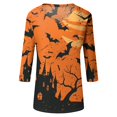 thumbnail image 6 of Trgacdwlo S-5XL Women's Fall Halloween Shirt Novelty Funny Ghost Print V Neck Women's 3/4 Sleeve Tops Fall Funny Pumpkin Graphic Women's Tunics, 6 of 7