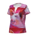 thumbnail image 5 of Fuzoiu Pig Print Women's V-Neck T-Shirt,Women's Short Sleeve Top, Comfortable for Work, Leisure, and Sports, 5 of 7
