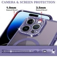 thumbnail image 3 of for iPhone 14 Pro Max Phone Case Magnetic Glitter Sparkly Clear Luxury Plating Diamond Bumper Full Camera Protective Cover Compatible with MagSafe for Women Girls -Purple, 3 of 6