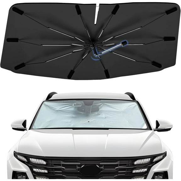 Windshield Sun Shade Umbrella for Hyundai Tucson 2010-2025, 360 Rotation Sunshade Intended for car Interior Accessories, High Reflective Front Window Sun Shield Visor for UV Protection