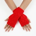 thumbnail image 3 of Cxenplz Knitted Fingerless Gloves for Women Stretchy Cable Knit Cold Weather Mittens Half Finger Gloves Wrist Warmers, 3 of 4