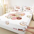 thumbnail image 3 of Manfei Cartoon Cat Donut Fitted Sheet Queen, Cute Cake Bedding, White Pink, 3-Piece, 1 Fitted Sheet and 2 Pillowcases, 3 of 6
