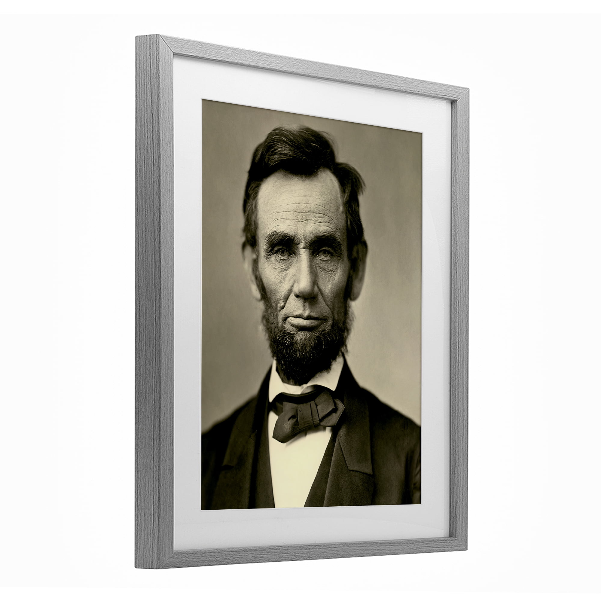 Stupell Industries Iconic Lincoln Portrait Gray Framed Print Under Glass, design by Alexander Gardner