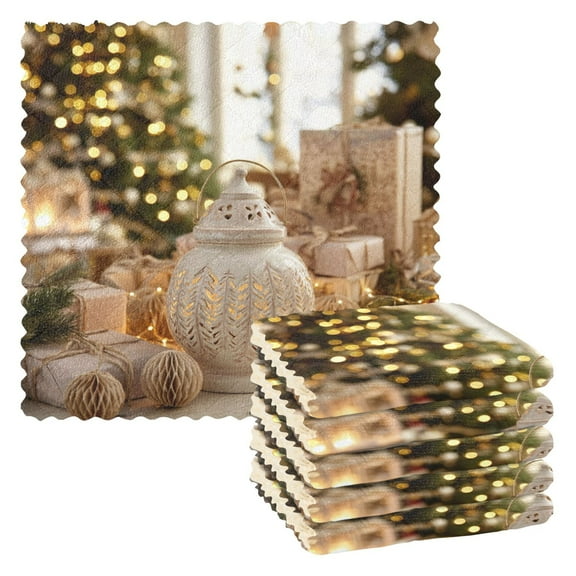 6 Pieces of Kitchen Towels 11x11Inch Kitchen Dish Cloths Kitchen Dish Towels Reuseable Cleaning Cloths Romantic Christmas Decorations