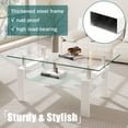 thumbnail image 4 of QJTC Rectangle Glass Coffee Table with Storage Shelf, Clear Coffee Table with White Metal Legs for Living Room, 4 of 10