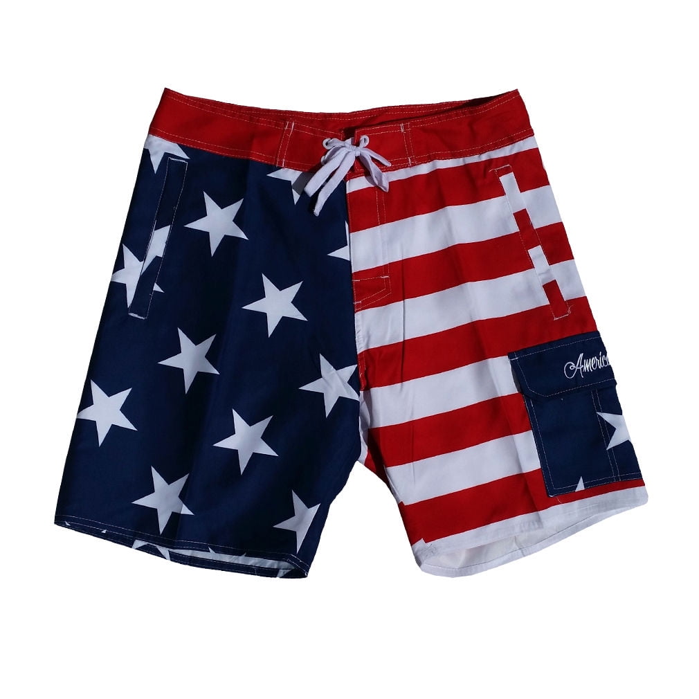 Calhoun Sportswear USA American Flag Embroidered Script Men/'s Vacation Board S
