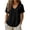 Black., variant on Women's V Neck Crinkle Blouse Short Sleeve Loose Fitting Textured Summer Tops Casual Solid Shirt, Sizes XXL