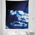 thumbnail image 1 of Dark Blue Tapestry, Sky and Dramatic Clouds Natural Phenomena Sunset Sunrise Theme Majestic, Fabric Wall Hanging Decor for Bedroom Living Room Dorm, 5 Sizes, Blue Dark Blue White, by Ambesonne, 1 of 1