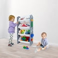 thumbnail image 3 of UNiPLAY Toy Organizer With 6 Removable Storage Bins, Multi-Bin Organizer for Books, Building Blocks, School Materials, Toys with Baseplate Board Frame (Gray), 3 of 8