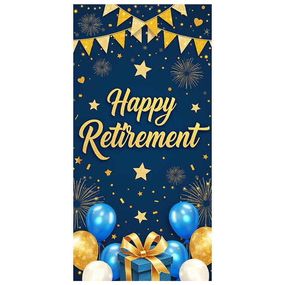 Decorative Design Retirement Banner Celebration Theme Gold Stars Party Decoration for Retirement Party Indoor Celebration Outdoor Party