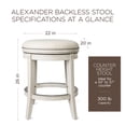 thumbnail image 6 of Maven Lane Alexander Backless Counter Stool in White Oak Finish w/ Natural Color Fabric Upholstery, 6 of 7