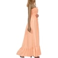thumbnail image 3 of HAPPY BAY Women's Beach Summer Solid Smocked Tube Top Maxi Evening Frill Dress Casual Strapless Dresses for Women One Size Peach, Solid, 3 of 4