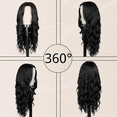 thumbnail image 3 of Morovan 26 Inch Long Black Wavy Wig for Women, Middle Part, Heat-Resistant Synthetic Fiber, 3 of 6