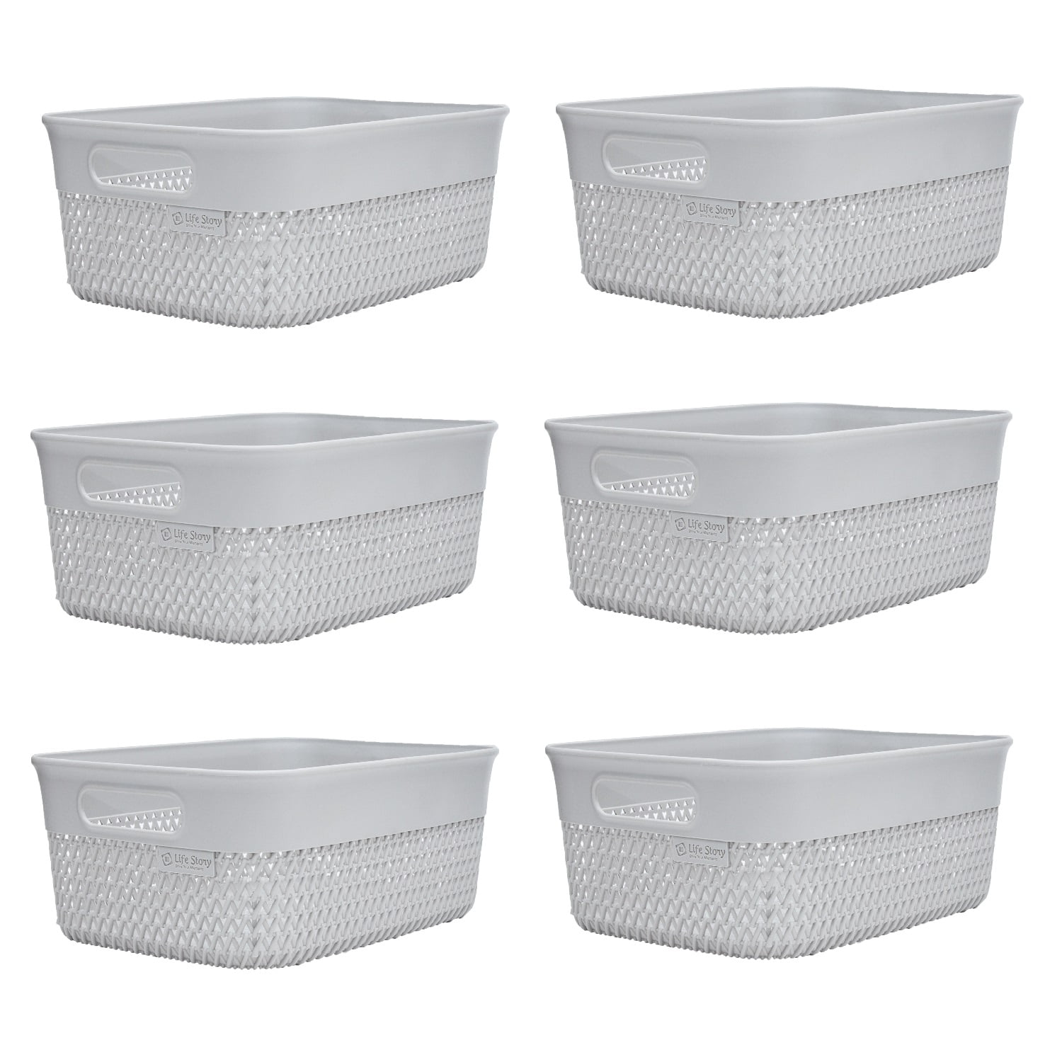 Life Story Lightweight Heavy Duty Storage Woven Basket 10 Quarts, Grey