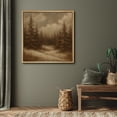 thumbnail image 4 of Framed Canvas Print Pine Trees Wall Art Vintage Landscape Decorative for Living Room Bedroom - 24"x24" NATURAL, 4 of 8