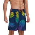 thumbnail image 2 of Fuzoiu Abstract Bright Pineapple Fruit Retro Print Pajama Shorts for Men, Men's Pajama Bottoms,Mens Lounge Sleepwear,Pajama Pants with Pocket-Large, 2 of 6