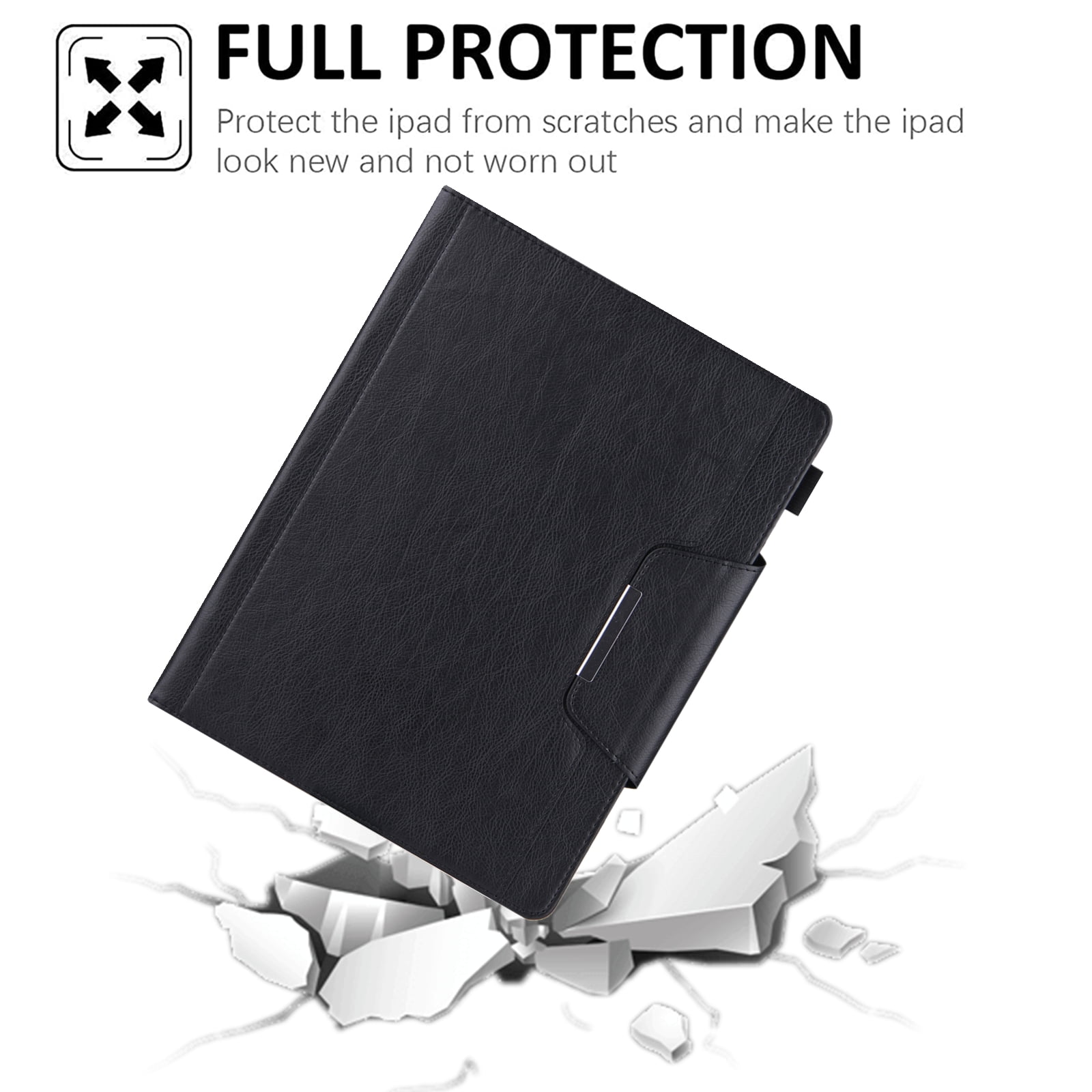 TECH CIRCLE for Apple iPad Pro 13-Inch M4 Case 2024, PU Leather Folio Case with Auto Sleep Wake & Stand Function, Built-in Pencil Loop & Card Slots & Pocket, Protective Durable Slim Cover, Black