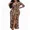 Brown, variant on 2 Piece Dresses Sets for Women Geometric Print Sheer Long Sleeve Tie Waist Maxi Dress with Strap Mini Dress Black-S